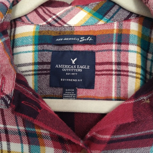 American Eagle Plaid Flannel Look Shirt - Picture 2 of 8